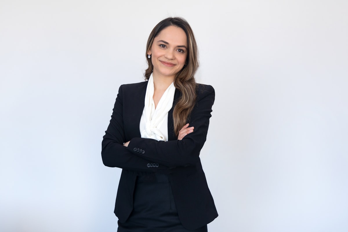 Attorney in a black suit ready for a client meeting